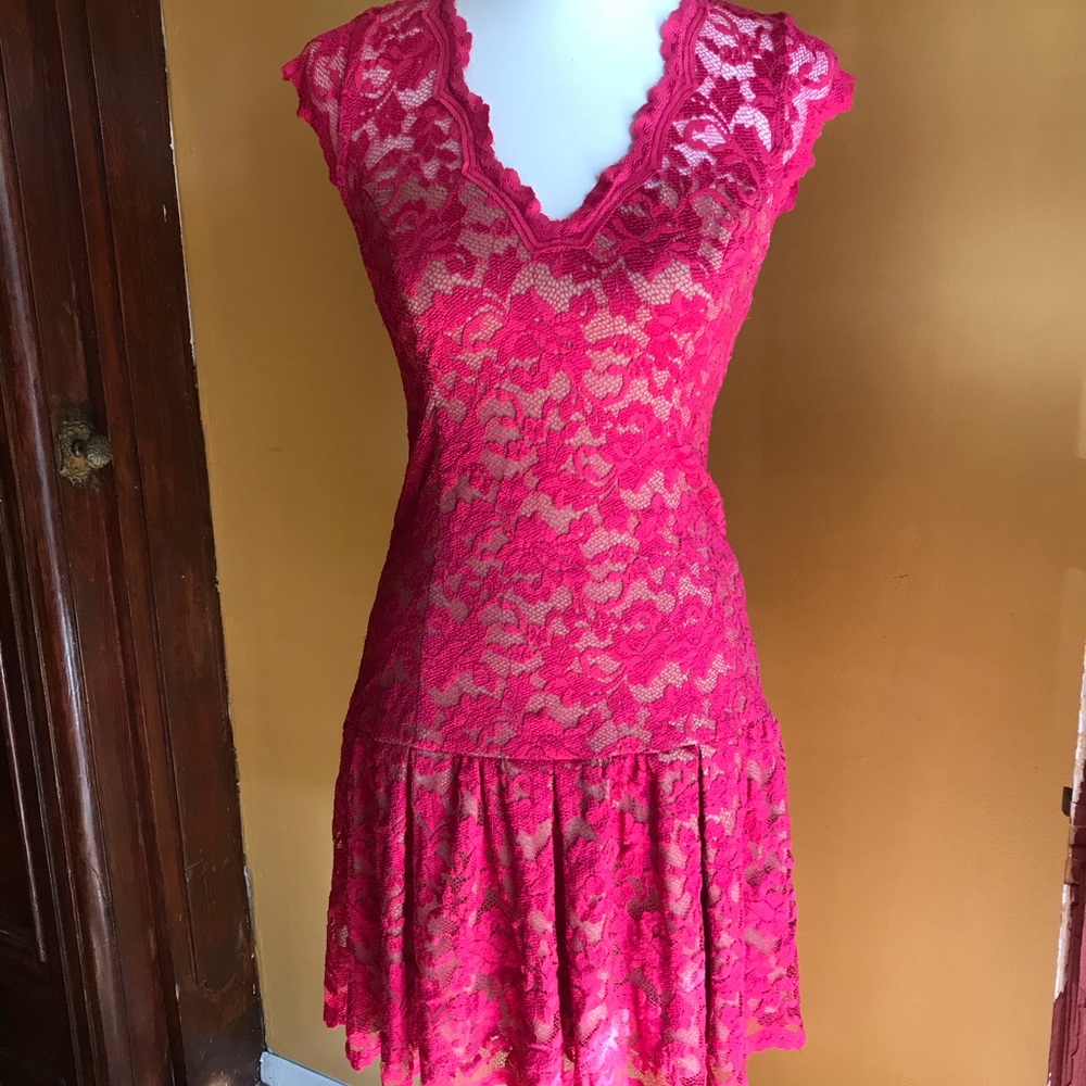 Pink Lace Short Dress